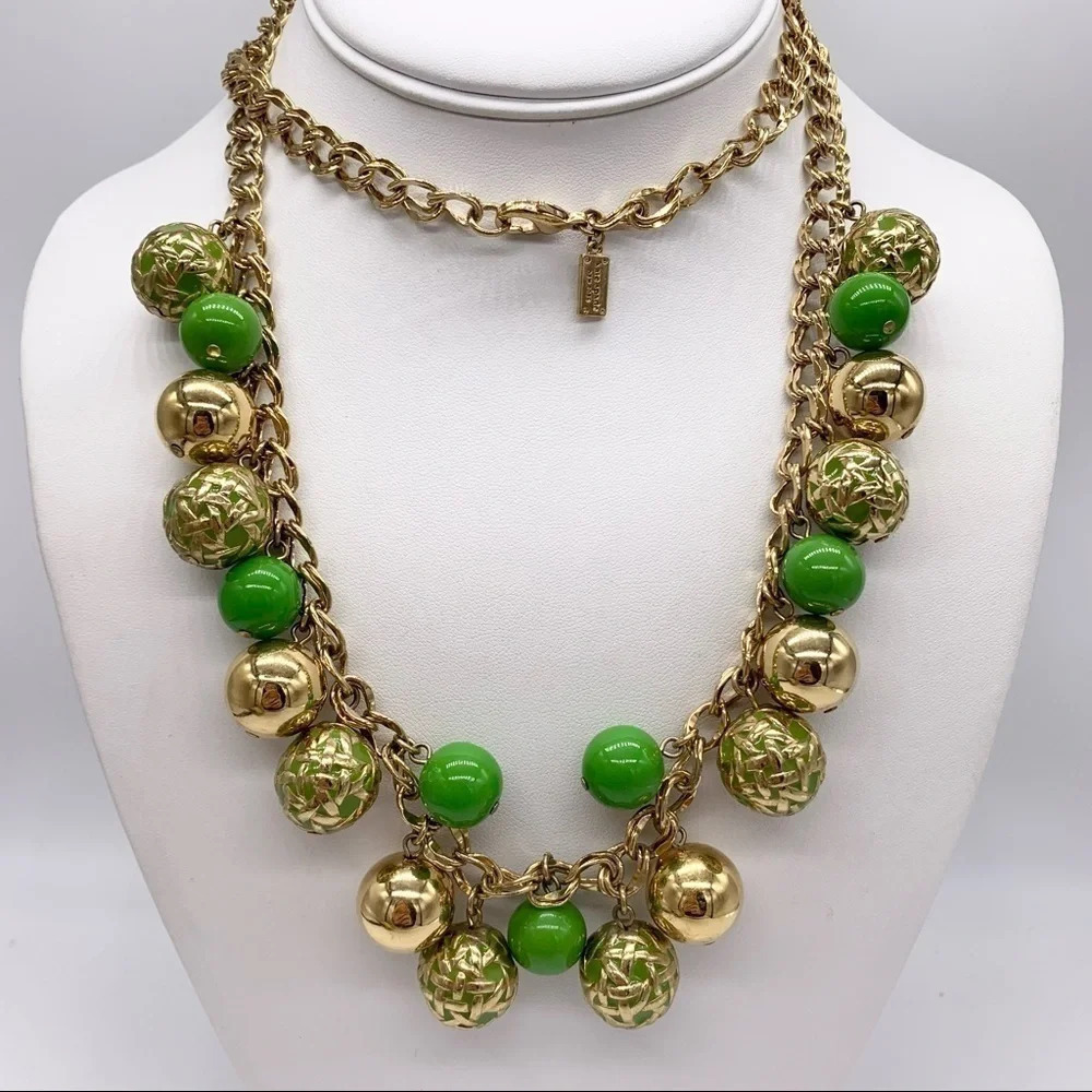Kate Spade Keswick Green & Gold Balls Necklace